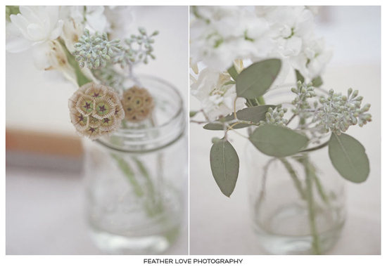 photo of eco chic wedding reception centerpieces simple