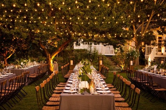 photo of romantic outdoor wedding reception enchanted garden