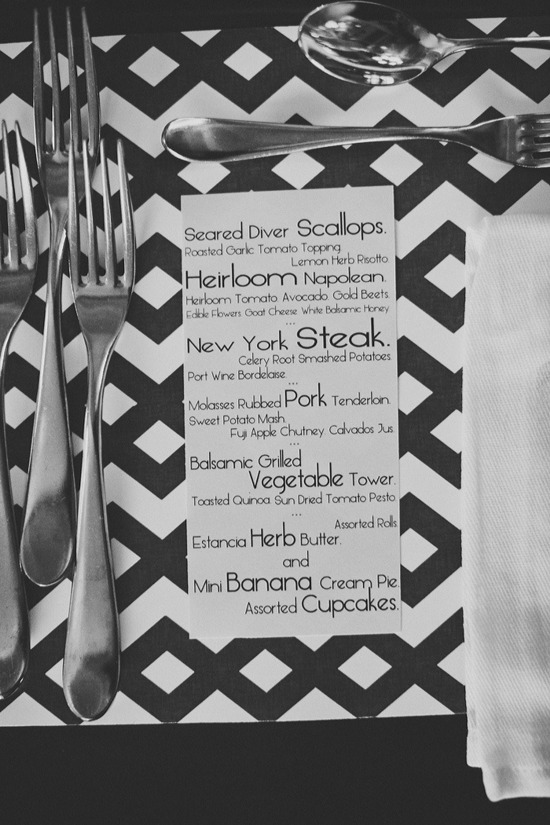 photo of funky love themed wedding outdoor wedding venue reception dinner menu