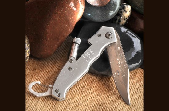photo of Personalized Klondike Lockback Knife with Flashlight for groomsmen
