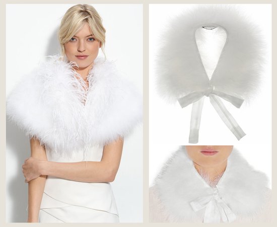 splurge save wedding accessories bridal feather cape