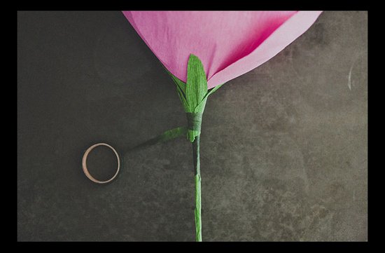 photo of Wedding DIY: Whimsical Giant Rose Paper Flower Bouquet