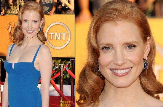 photo of bridal beauty from 2012 sag awards wedding hair makeup jessica chastain