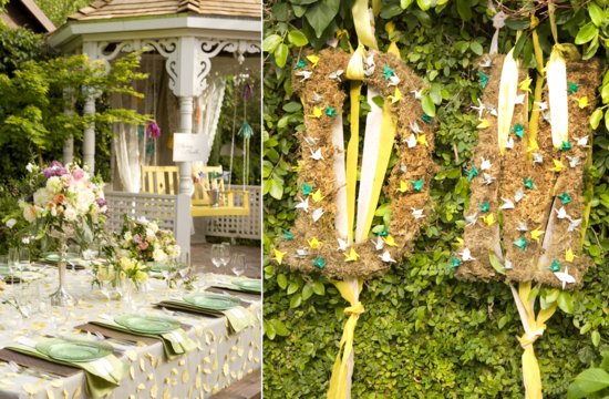 elegant garden wedding reception inspiration romantic centerpiece monogram moss letters