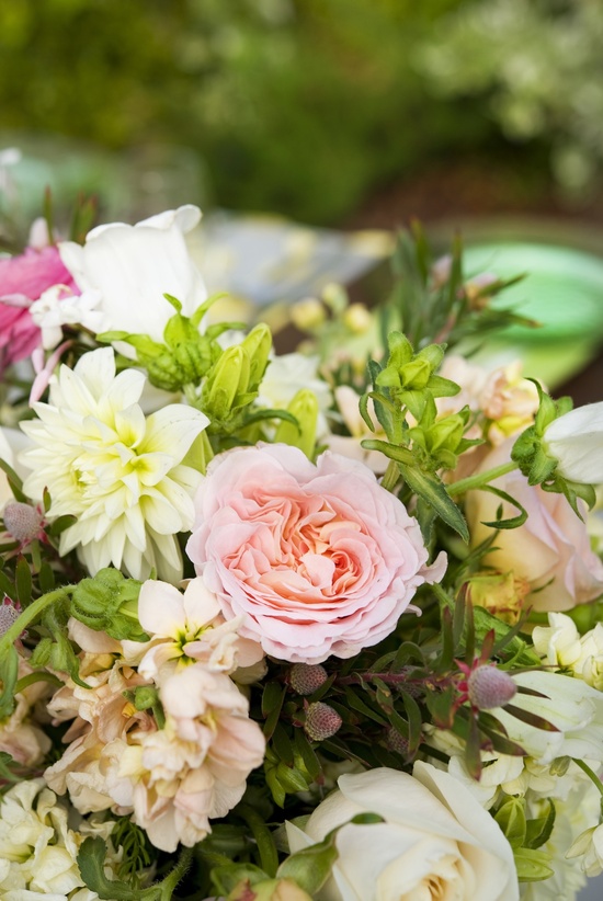 romantic wedding centerpiece pink ivory wedding flowers