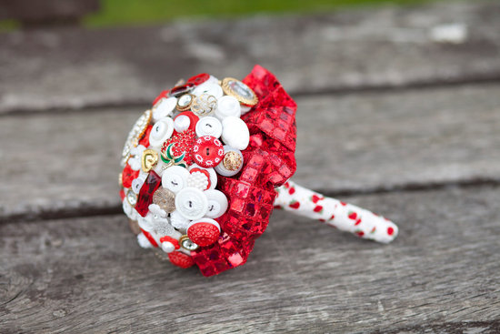 photo of wedding flower alternatives bridal bouquets from Etsy red white