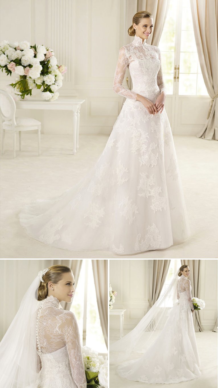 15-wedding-dresses-perfect-for-church-weddings-pronovias-a-line-lace-sleeves-high-neck-2.full