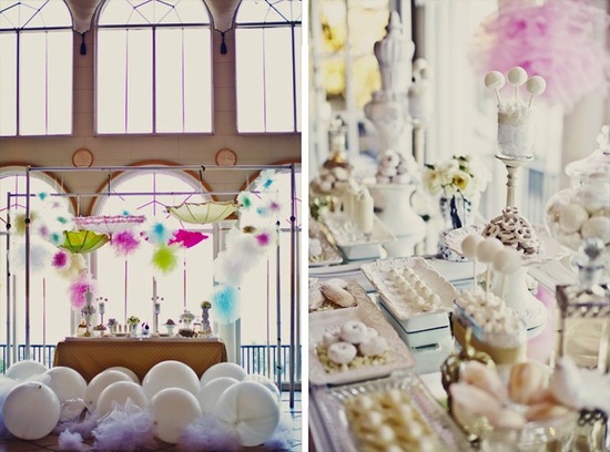 photo of all white wedding with pops of color