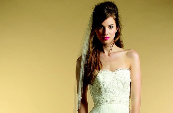Messy-half-up-wedding-hairstyle-long-bangs-mon-cheri-wedding-dress.full