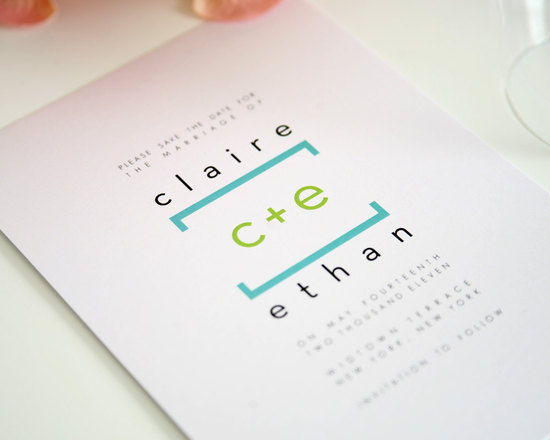 modern wedding invitations aqua black lime green