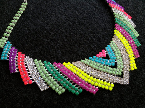 neon chevron wedding necklace