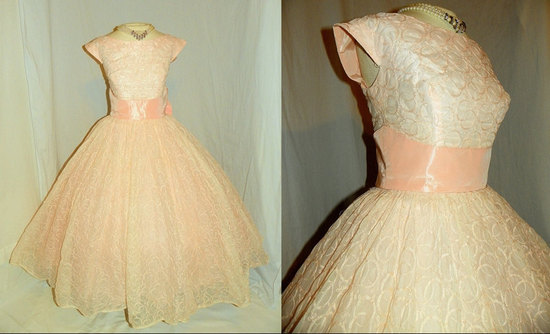 blush pink vintage wedding dress tea length