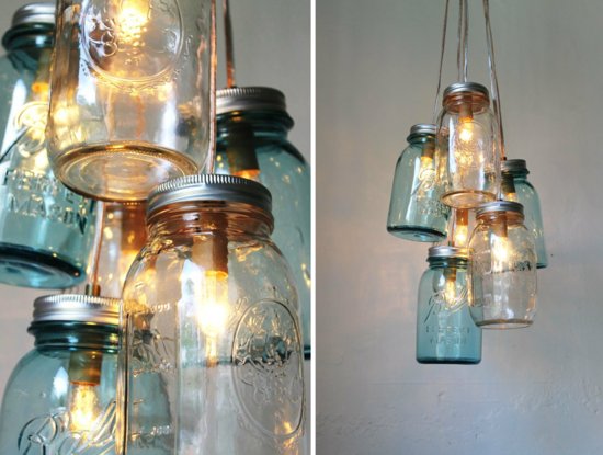 Romantic vintage weddings chandeliers with mason jars