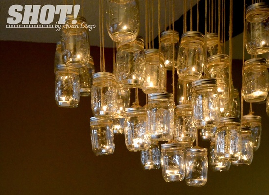 photo of vintage wedding shoot with mason jar chandelier rustic elegance 2