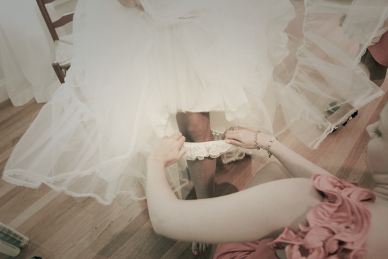 photo of vintage style wedding photo bride getting ready