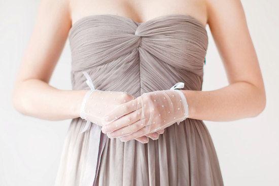 photo of Sheer polka dot bridal gloves