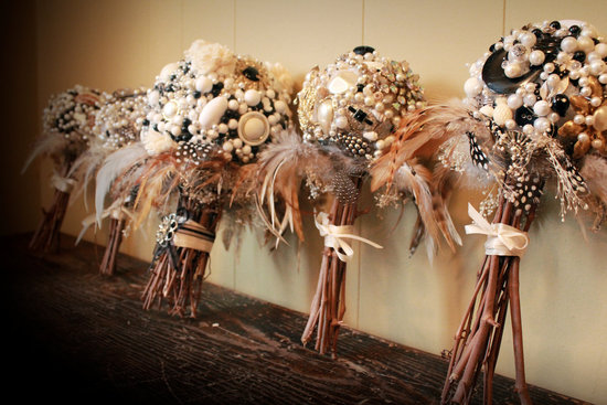 photo of Vintage jewel wedding bouquets