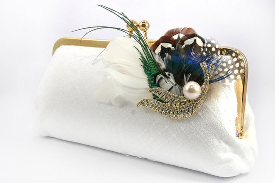 photo of Peacock passion bridal clutch
