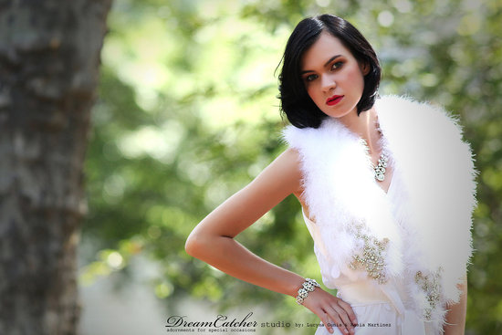 photo of Feather and crystal bridal bolero