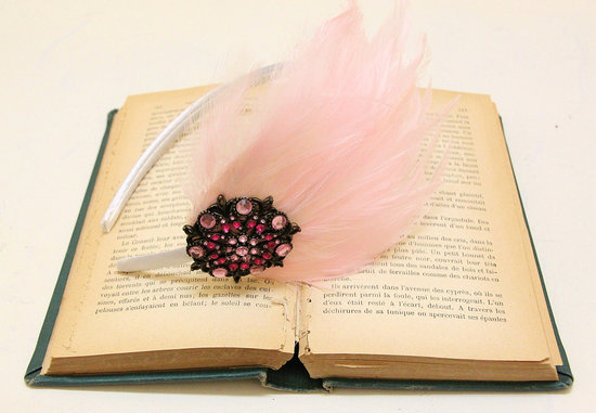 cotton candy pink bridal headband with feather fascinator