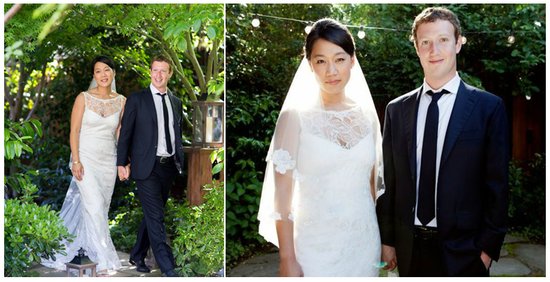 photo of mark zuckerberg gets married bride in claire pettibone