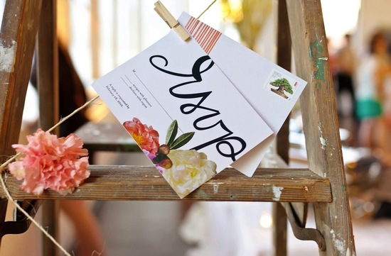 photo of Floral collage wedding invitations