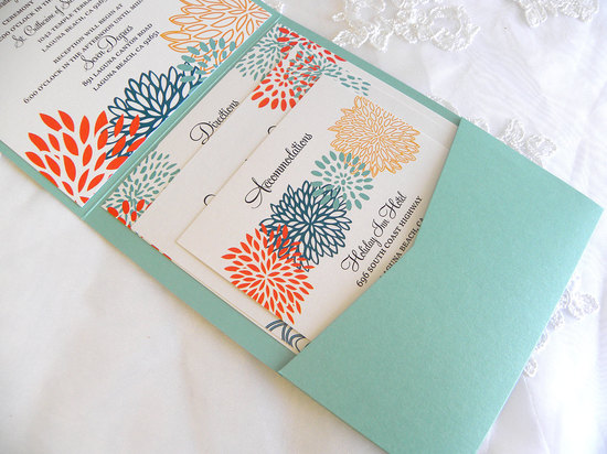 aqua coral gold wedding invitations handmade wedding stationery