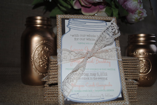 photo of Cute lace and burlap wedding invites