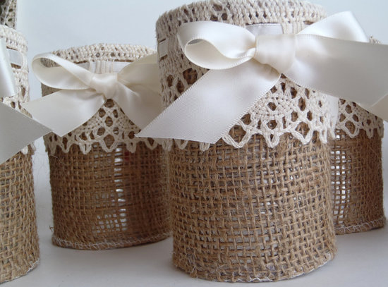 photo of Burlap rustic wedding vases