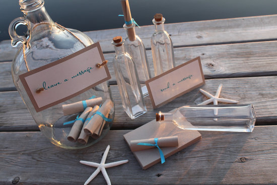 photo of Message in a bottle wedding escort card kit