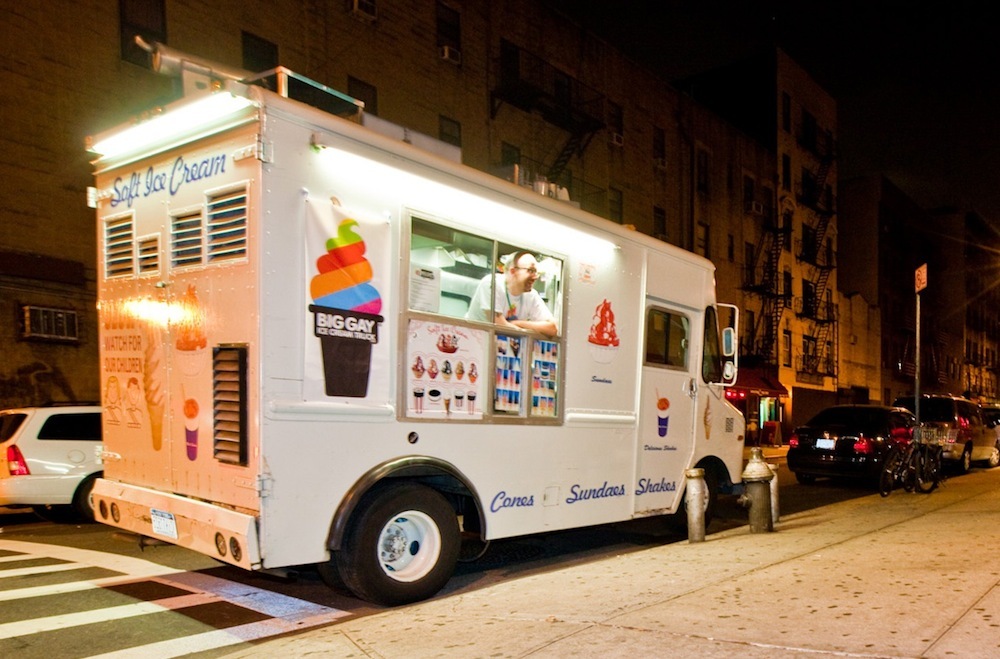 The Big Gay Ice Cream Truck at night