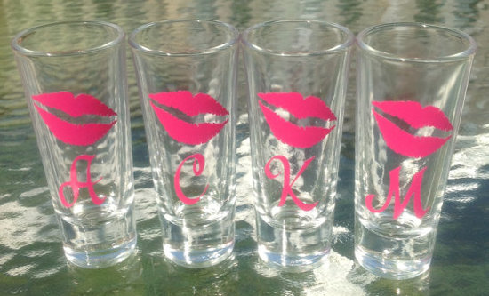 photo of Personalized Bridesmaids Shot Glass by Pam's Polka Dots on Etsy.