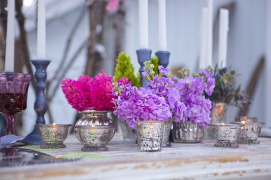 mercury glass wedding decor inspiration bright flowers