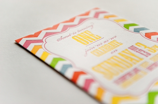 photo of colorful wedding invitation rainbow chevron