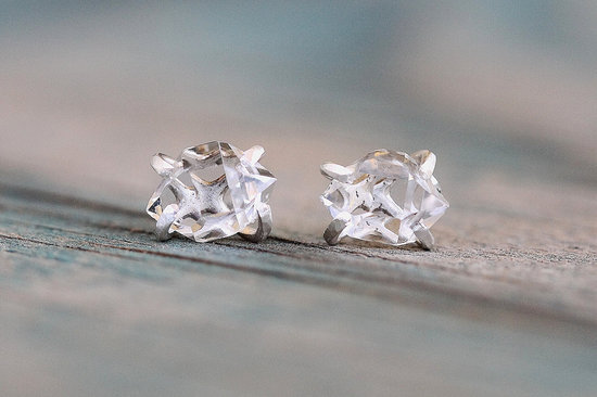 unique diamond engagement rings wedding jewelry with rough Herkimer stone 3