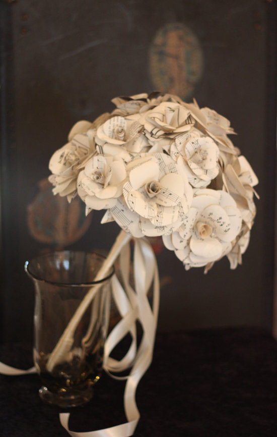Music themed wedding accessories ceremony reception decor handmade bouquet.