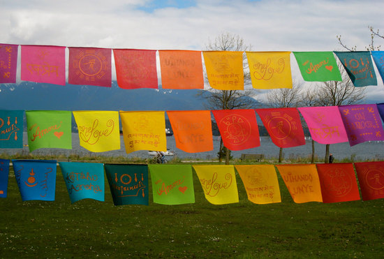 rainbow wedding inspiration bunting for outdoor wedding ceremony reception