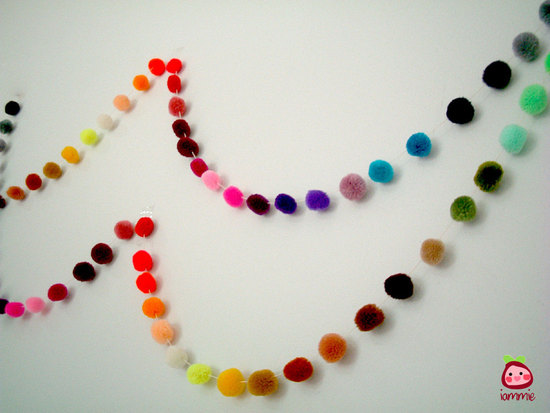 rainbow wedding inspiration pom pom garland