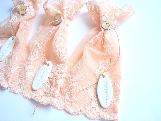 peach wedding pretties for romantic weddings lace favor bags