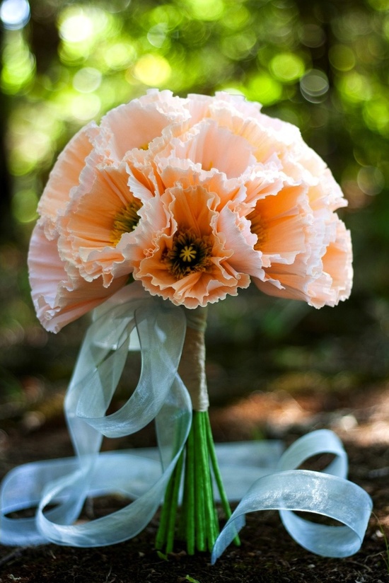 photo of peach wedding pretties handmade paper flowers