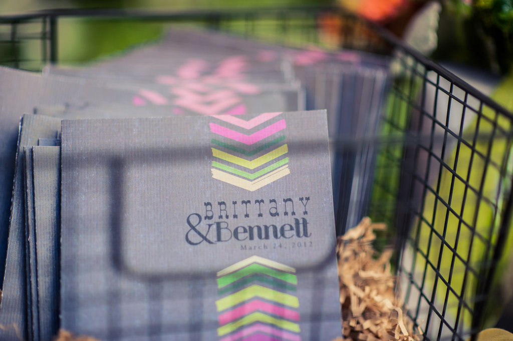 Chevron-wedding-inspiration-gray-neon-ceremony-program.full
