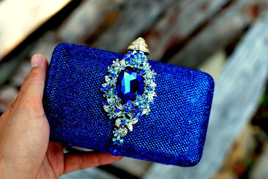 Wedding color inspiration navy blue bridal wedding finds bridal clutch something blue