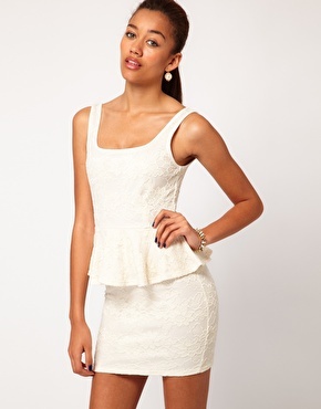 photo of River Island Lace Peplum Dress at Asos, $48.29.