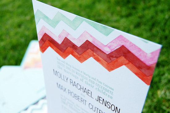 watercolor wedding invitations handmade weddings by Etsy chevron