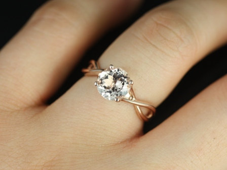 photo of 14kt Rose Gold Round Morganite Twisted Engagement Ring by Etsy seller RosadosBox, $430